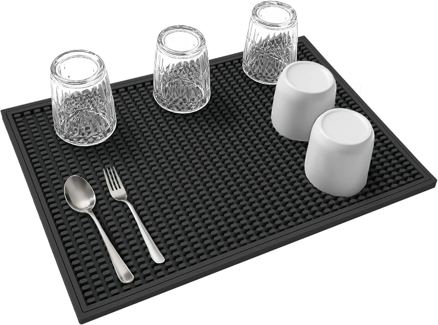 High-Grade dish drying mat – 18 x 12 Black silicone drying mat kitchen counter dish drying mats rubber dish drying mat Applies to bar mat、coffee mat Practical