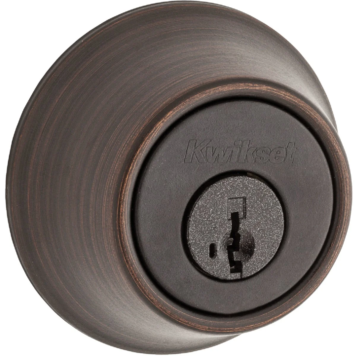 Natural Kwikset Venetian Bronze Single Cylinder Deadbolt with SmartKey Security Clean