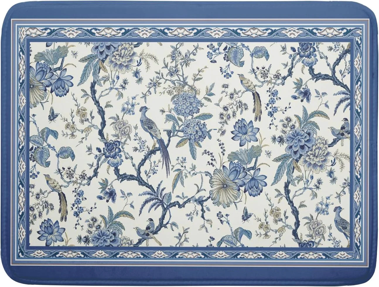 High-Quality Giwawa Chinoiserie Dish Drying Mat 18x24in Blue White Oriental Floral Birds Kitchen Drainer Mats Porcelain Flowers Absorbent Microfiber Dish Drying Luxury