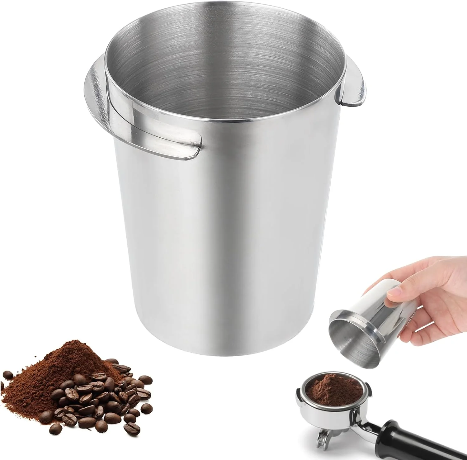 Reusable Coffee Dosing Cup 58mm Stainless Steel Dosing Cup Compatible with All 58mm Portafilter Coffee Powder Cup Coffee Powder Feeder Superior