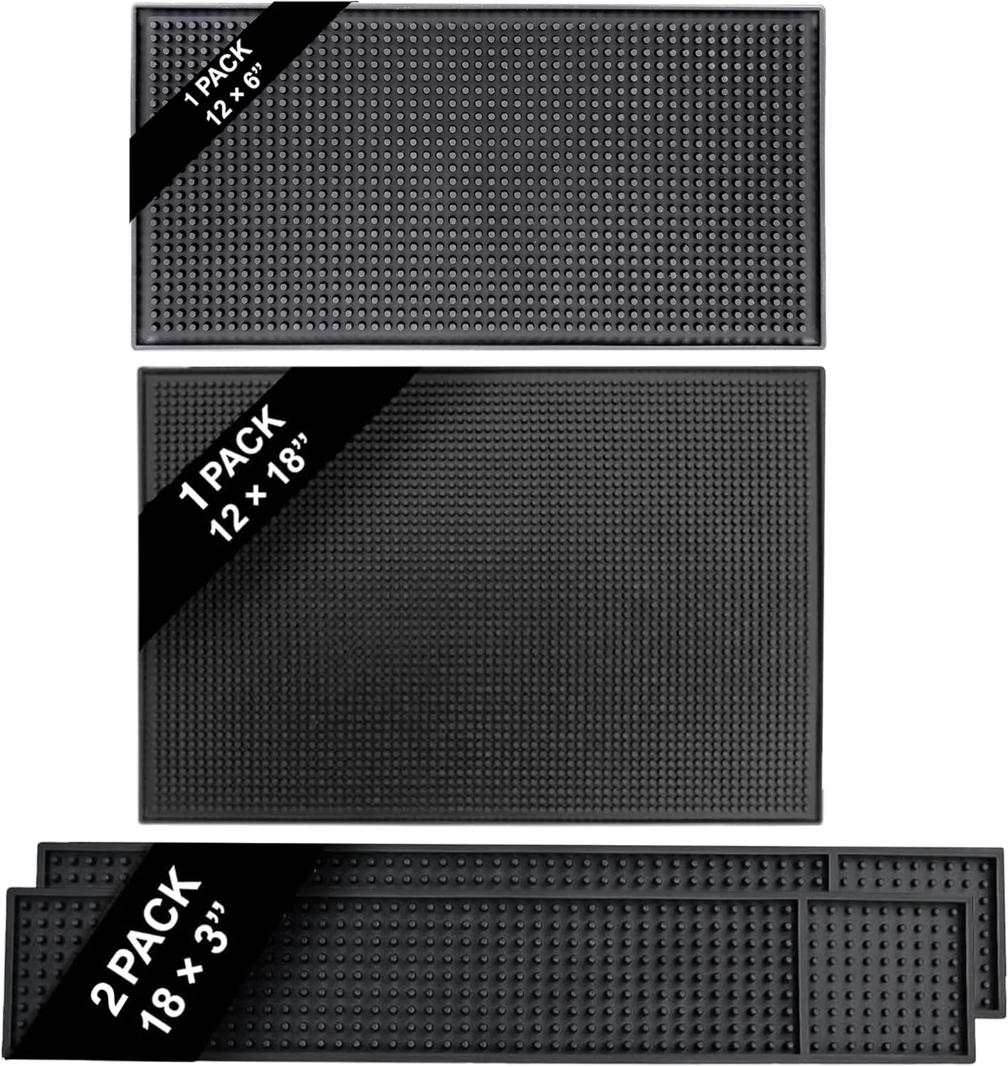 Durable Bar Mat Bundle – Set of 4 1-Pack 18 x12 2-Pack 18 x3 and 1-Pack12 x6 Breathable