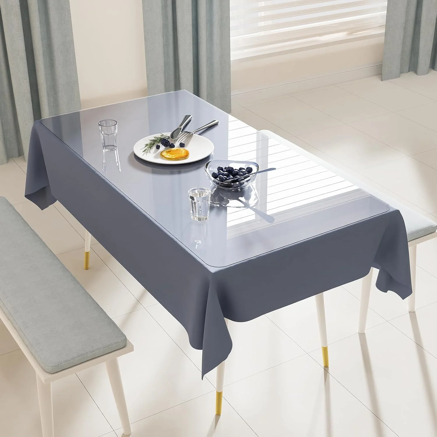 Durable 24 x 48 Crystal Clear Plastic Table Cover Protector First-Class