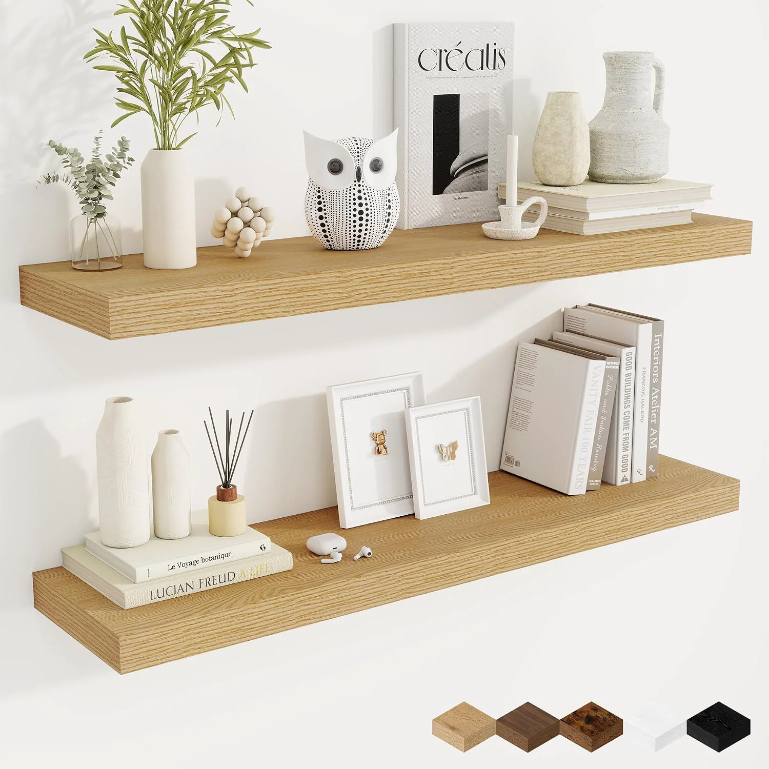 Top-Quality Fun Memories 40 Inch Oak Floating Shelves 9.3 Inch Deep Wall Shelves for Living Room Bedroom Kitchen Rusitc Wall Mounted Bathroom Shelves 2 Pack Heavy-Duty Deep Shelf for Books，Decor Secure