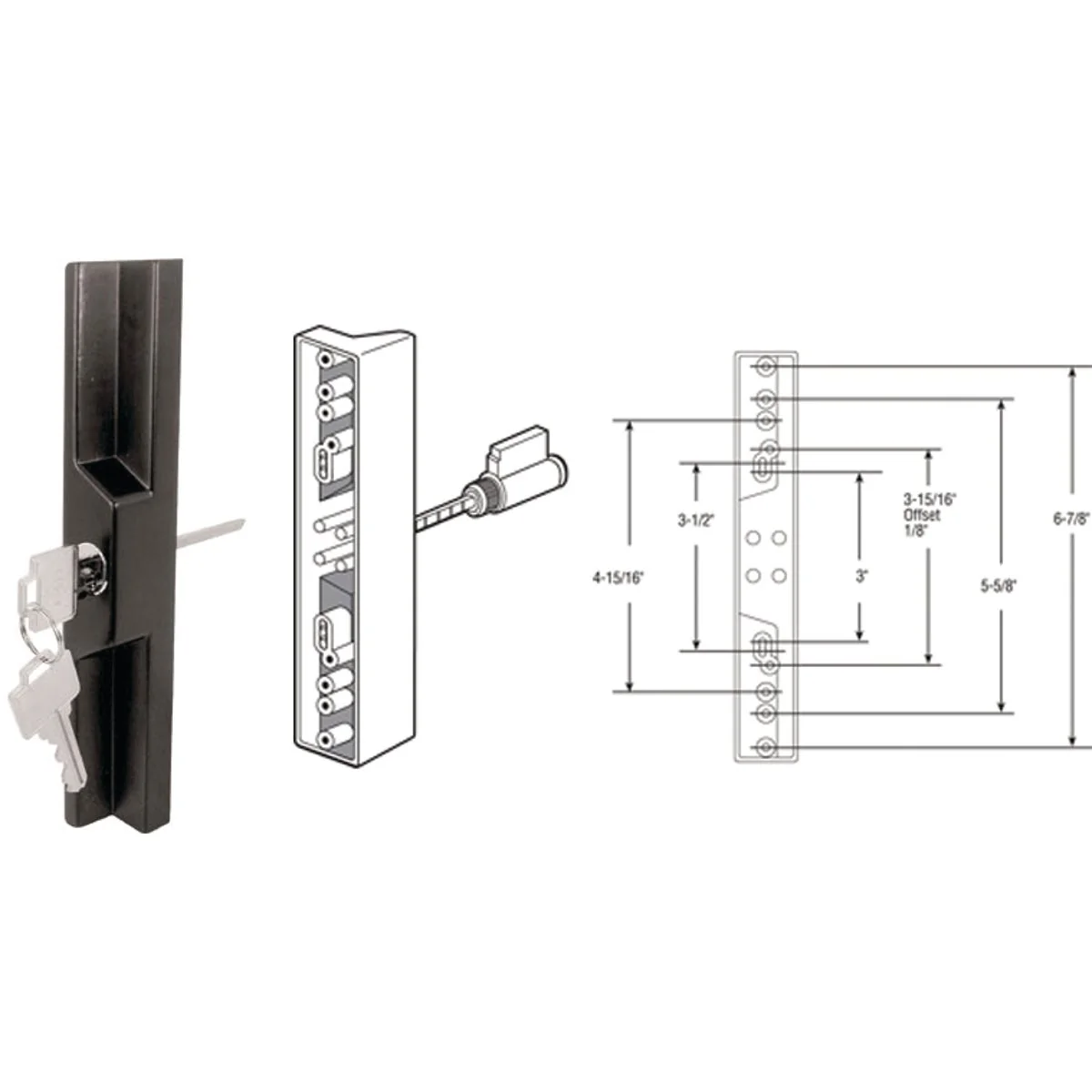 Superior Prime-Line Sliding Patio Door Pull Keyed Locking Unit Practical
