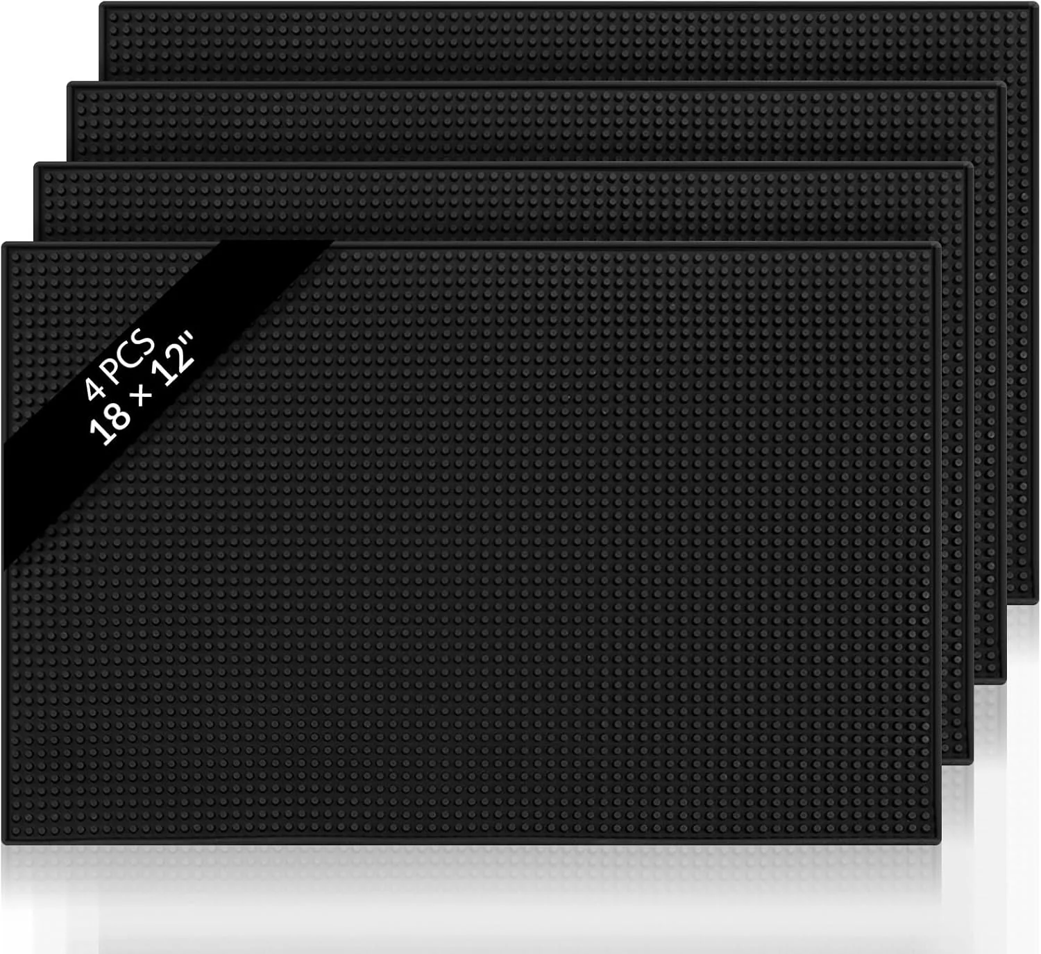 World-Class Tioncy 4 Pcs Bar Mat for Countertop 18 x 12 Inch Non Slip Rubber Mat Service Spill Cocktail Bartending Coffee Bar Mats for Hot Dishes Restaurants Effective