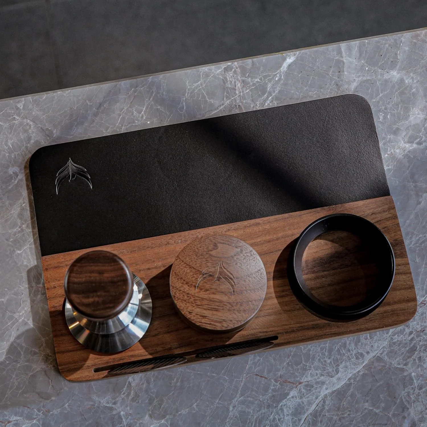World-Class 54mm Coffee Tamper Kit 5pcs For Breville Espresso Machines and Accessories Inludues Leather Tamping Mat 54mm Spring Loaded Tamper Traditional
