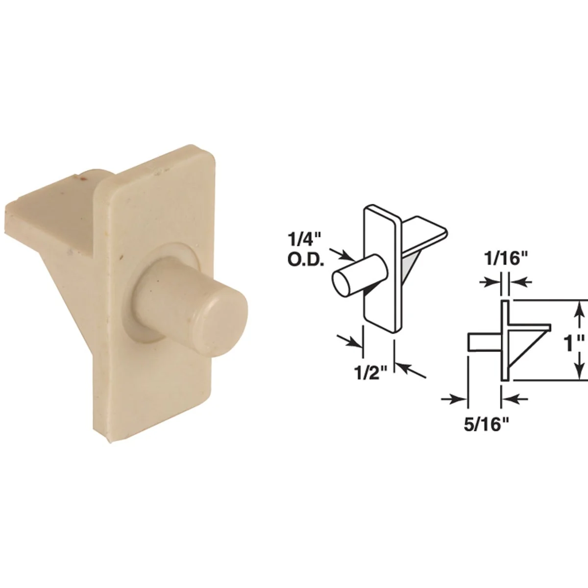 Natural Prime-Line 1 4 In. Almond Plastic Shelf Support 8 Count Convenient