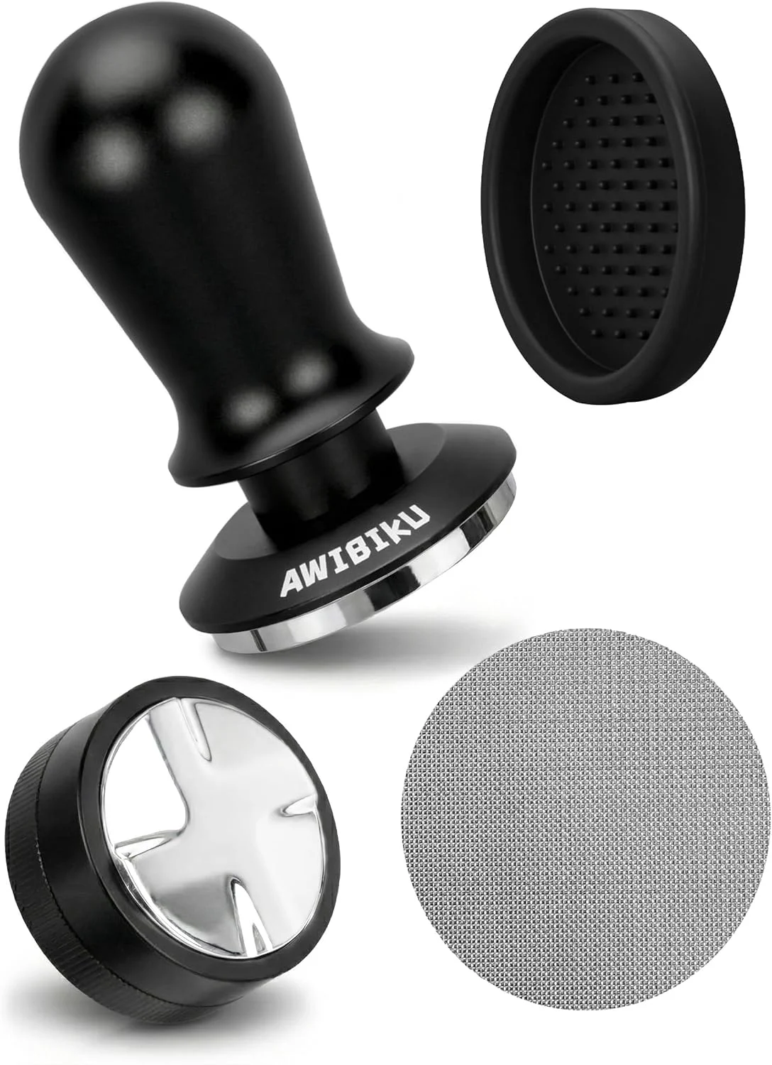 Easy-to-Use Barista Espresso Tamper 53.3 54mm Spring Loaded Flat Base Tamper Kit 4-Blade Coffee Distributor amp 316 Stainless Steel Puck Screen Solid