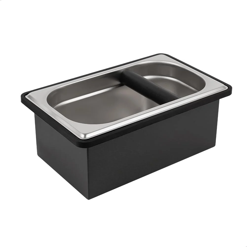 Original Design watchget Espresso Knock Box Large Size Stainless Steel Coffee Grounds Coffee Pucks Container Shock-absorbent Knock Box for Espresso Machine Non-Slip High-Grade