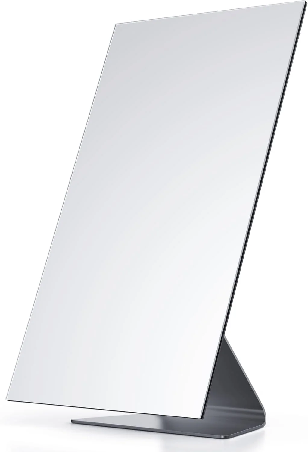 Safe NEZZOE Rectangular -Standing Frameless Makeup Mirror 12 x 7 1X Vanity Mirror with Adjustable Tilt Metal Base for Desk Bathroom Countertop or Windowsill Innovative