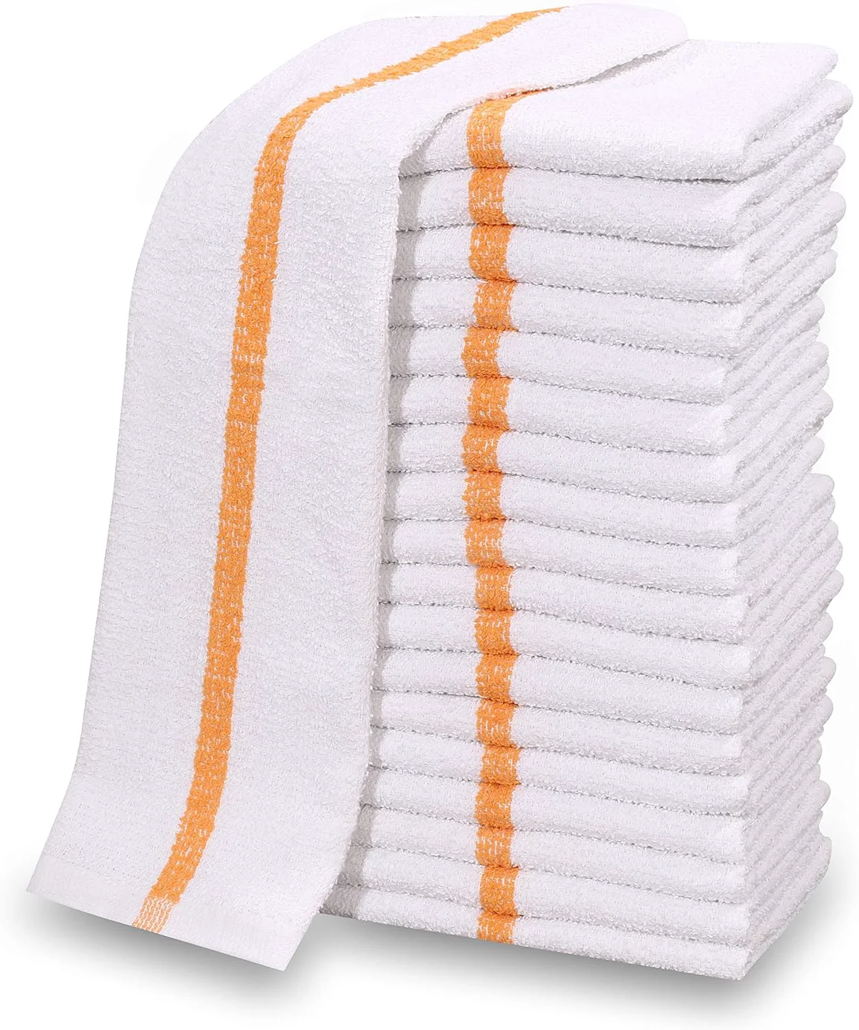 Consistent 60 PC New Cotton Blend White Restaurant Bar Mops Kitchen Towels 5 Dozen 60 Gold Stripe Original Design