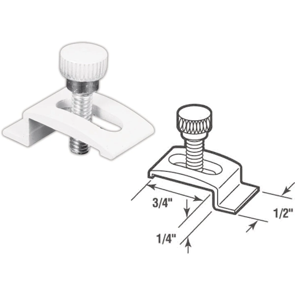 Expertly Made Prime-Line White 1 2 In. W. x 1 4 In. H. x 3 4 In. L. Storm Door Panel Clip 8-Pack Elite