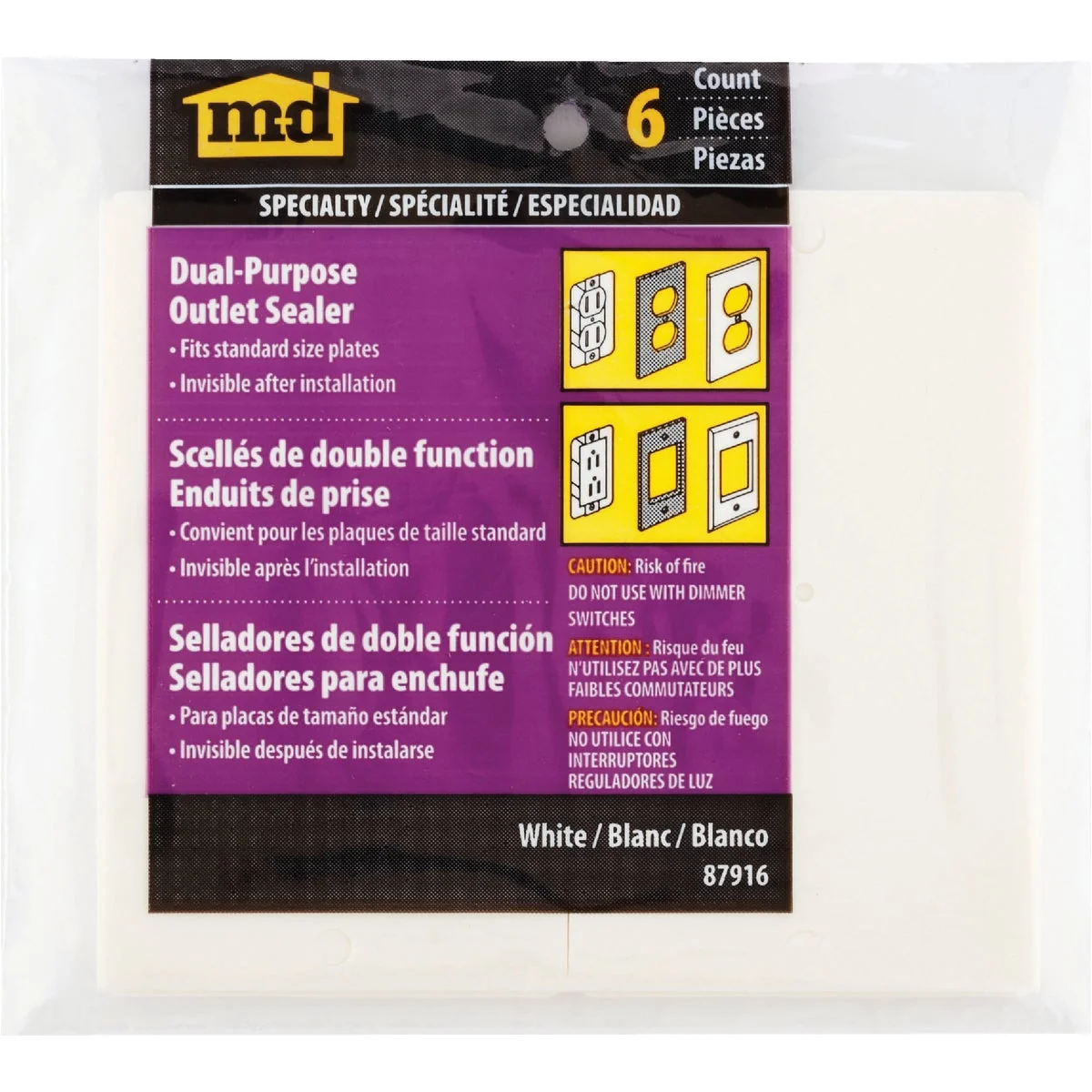 Exclusive M-D Switch Wall Plate Insulator 6-Pack Consistent