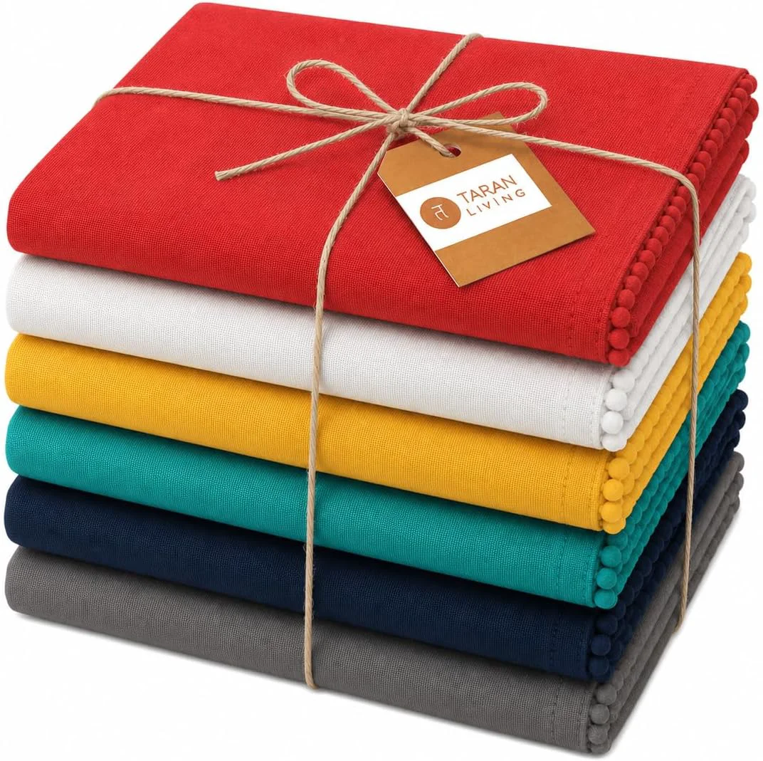 Organic TARAN LIVING Kitchen Towels 6-Pack Red Cotton Reliable