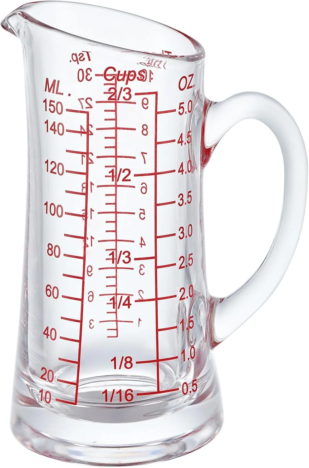 Easy-to-Use Ackers Glass Measuring Cup 5 Oz 150ml Shot Glass Measuring Cup with V-Spout Insulated handle Optimized