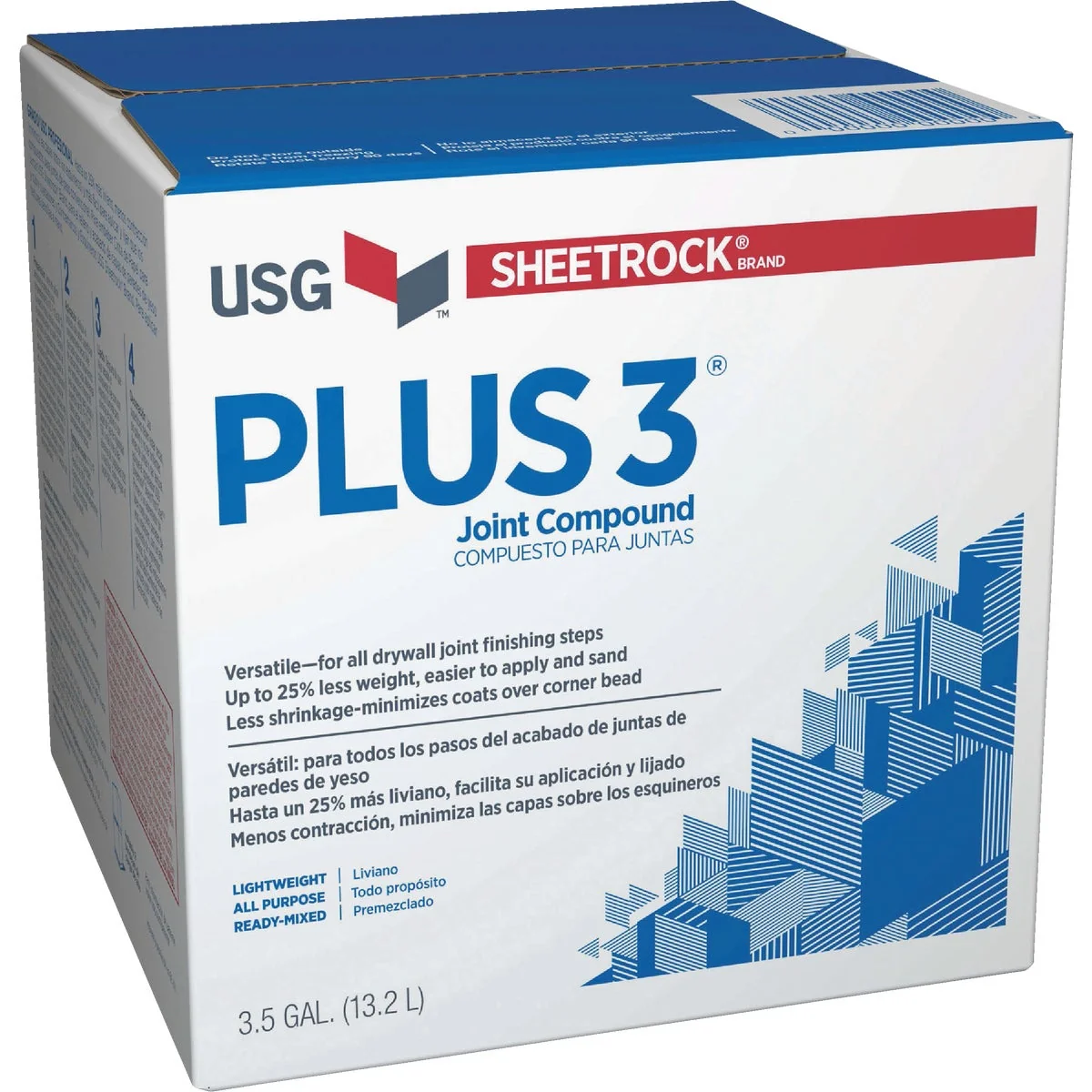 Long-Lasting Sheetrock Plus 3 Pre-Mixed 3.5 Gal. Lightweight All-Purpose Drywall Joint Compound Safe