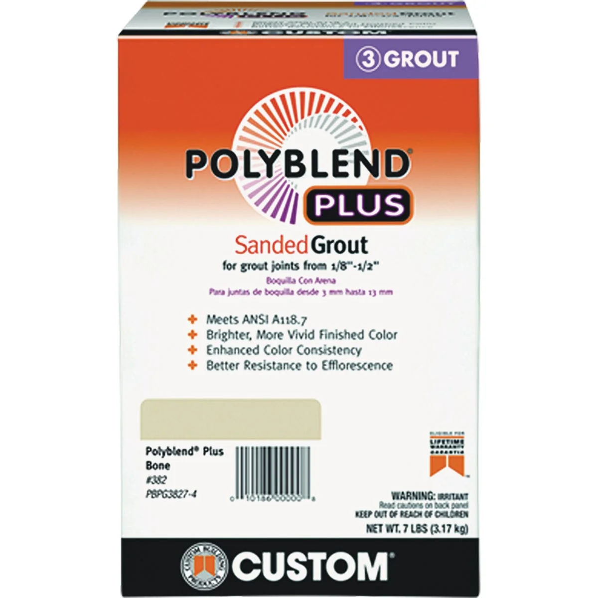 Reusable Custom Building Products PolyBlend PLUS 7 Lb. Haystack Sanded Tile Grout Professional