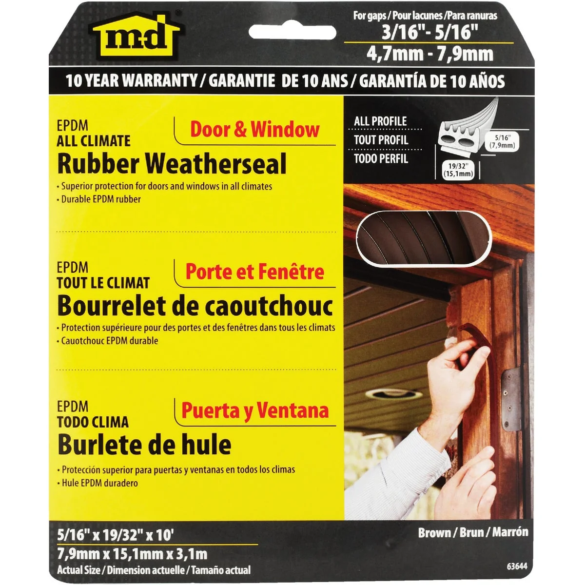 Authentic M-D Brown 10′ 19 32 Rubber Weatherstrip Lightweight