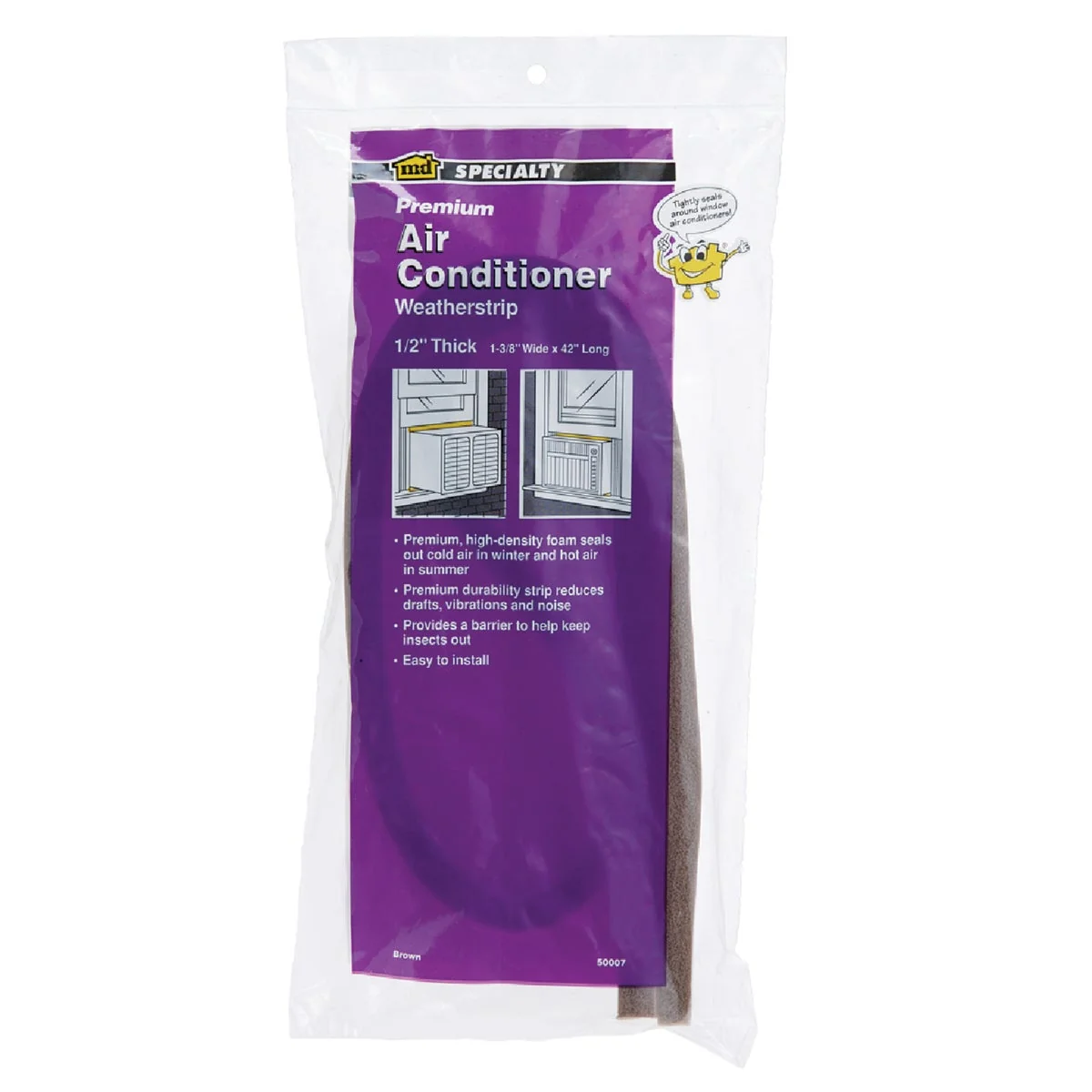 Reliable M-D 42 In. x 1-3 8 In. x 1 2 In. Air Conditioning Weatherstrip Brown Dependable