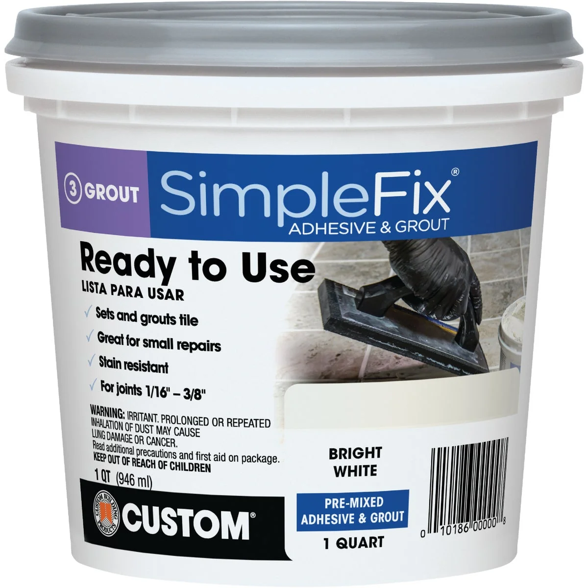 Easy-to-Use Custom Building Products Simplefix Quart Bright White Sanded Tile Grout Original