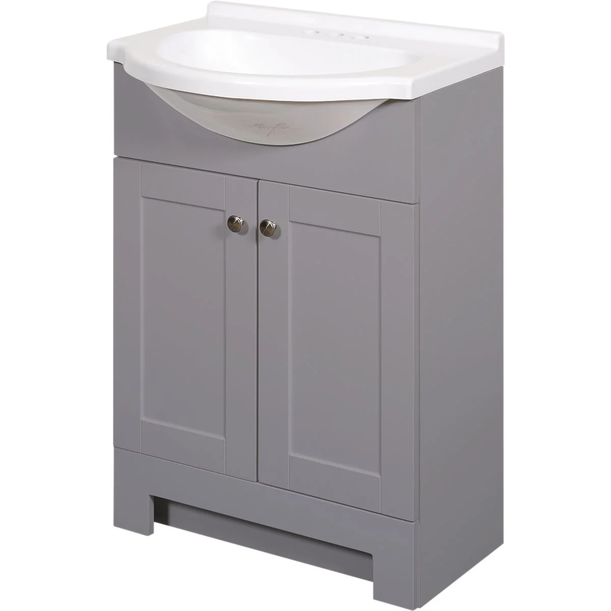 Optimized Zenith Zenna Home Cool Gray 24 In. W x 35 In. H x 18 In. D Euro Vanity with White Cultured Marble Top High-Quality