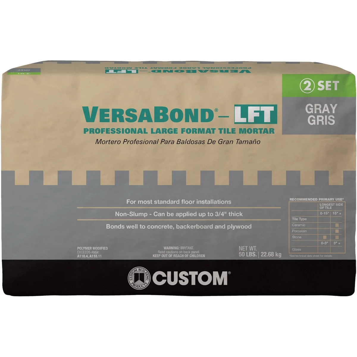 Elite Custom Building Products VersaBond 50 Lb. Gray Large Format Tile Mortar Selected