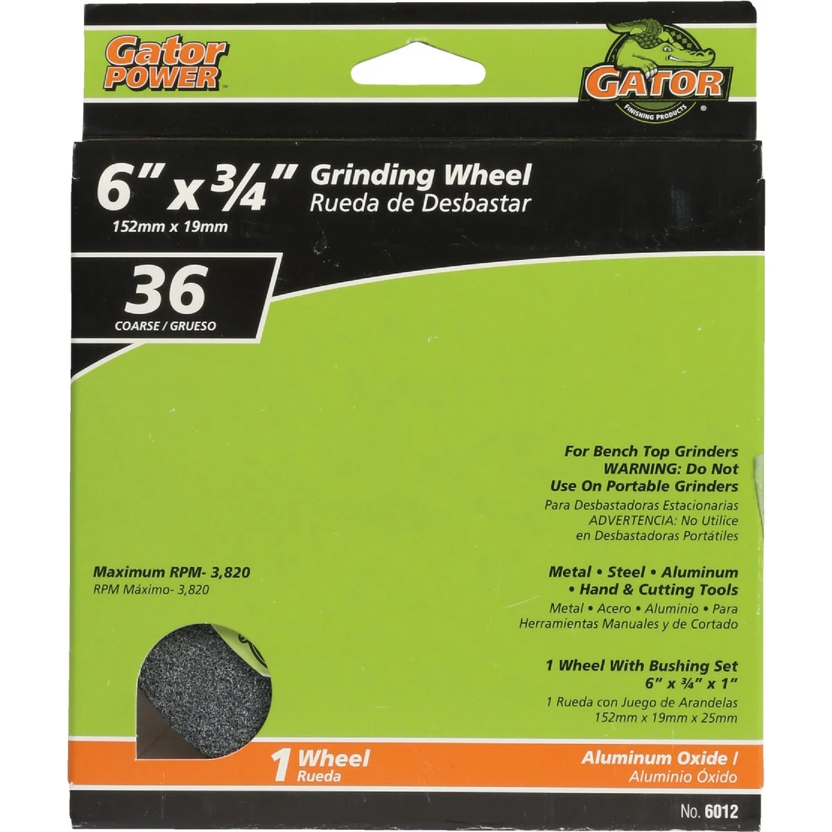 Elite Gator Blade 6 In. 3 4 In. Adjustable – 1 3 4 5 8 1 2 Bench Grinding Wheel Green