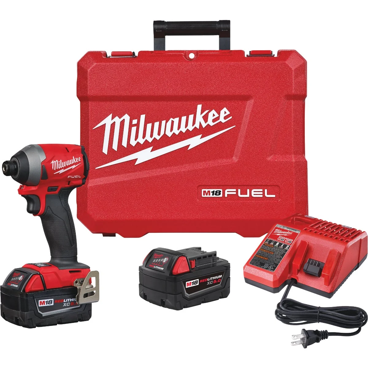 Breathable Milwaukee M18 FUEL 18 Volt XC Lithium-Ion Brushless 1 4 In. Hex Cordless Impact Driver Kit with 2 Batteries Trusted
