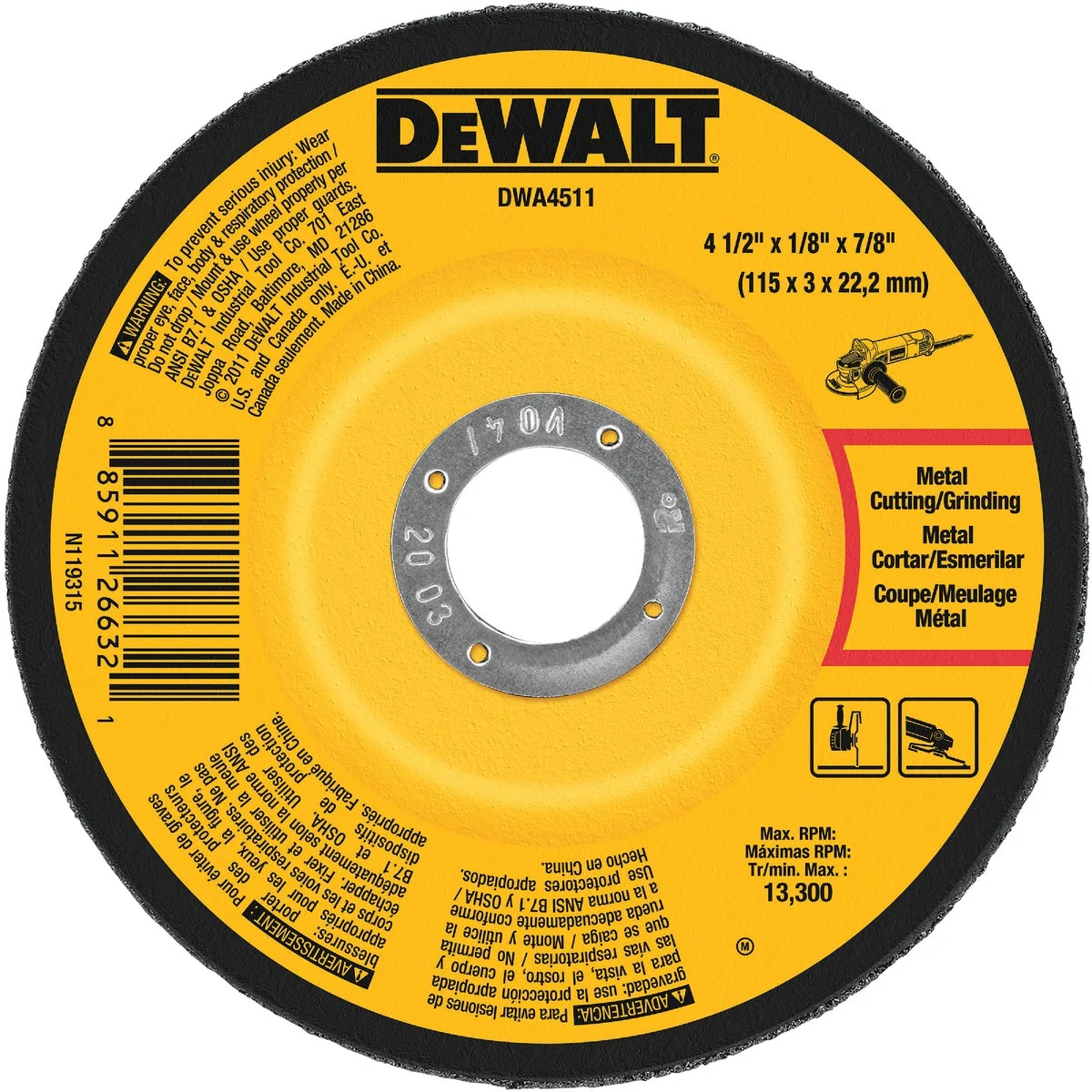 Enhanced DeWalt HP Type 27 4-1 2 In. x 1 8 In. x 7 8 In. Metal Stainless Grinding Cut-Off Wheel Efficient
