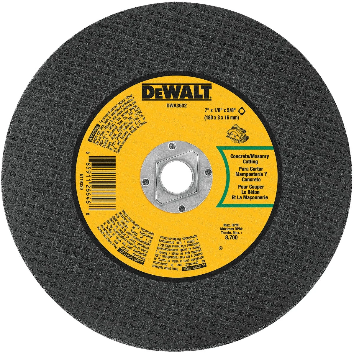 Refined DeWalt Type 1 7 In. x 1 8 In. x 5 8 In. Masonry Cut-Off Wheel Environmentally Friendly