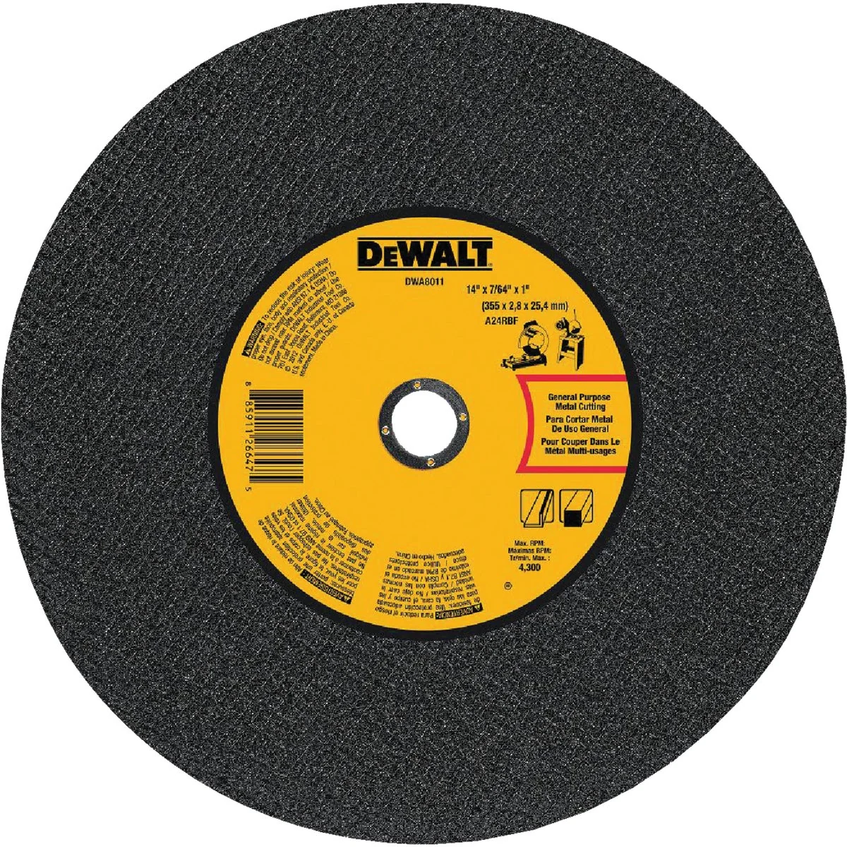 Long-Lasting DeWalt Type 1 14 In. x 7 64 In. x 1 In. Metal Cut-Off Wheel Flexible