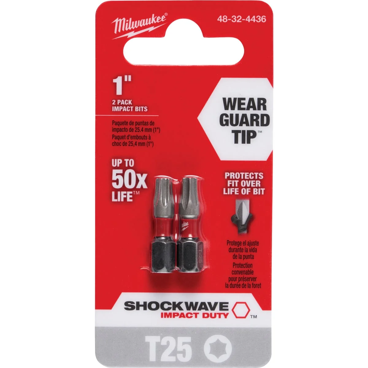 Premium Material Milwaukee Shockwave T25 TORX 1 In. Insert Impact Screwdriver Bit 2-Pack Practical