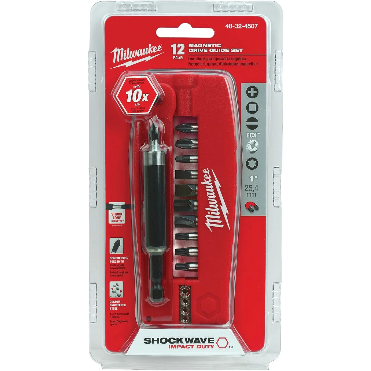 Solid Milwaukee Shockwave Drive Guide Impact Screwdriver Bit Set 12-Piece Safe