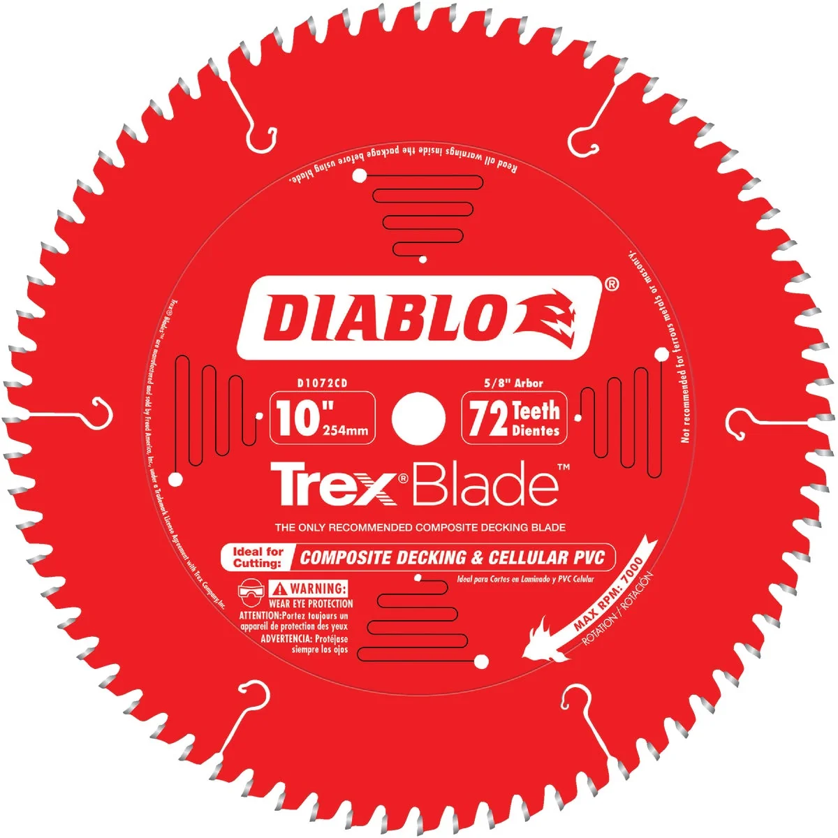 Trendy Diablo Trex Blade 10 In. 72-Tooth Composite Decking PVC Circular Saw Blade Natural