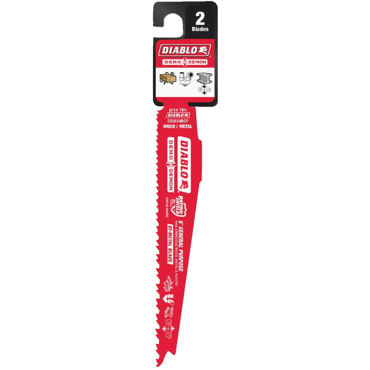 Practical Diablo Demo Demon 6 In. 8 14 TPI Wood and Metal Cutting Reciprocating Saw Blade 2-Pack World-Class