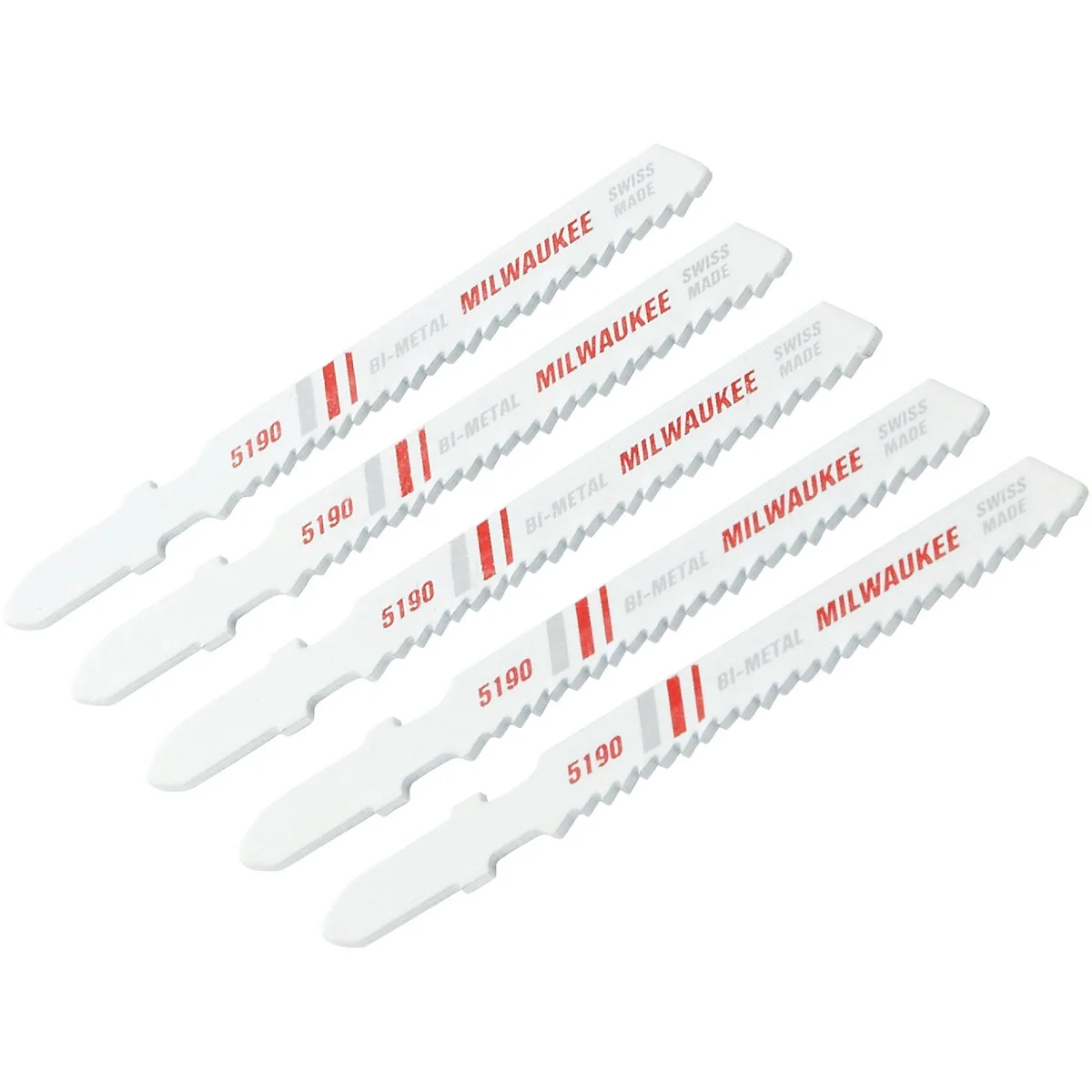 Fine Crafted Milwaukee T-Shank 3 In. x 14 TPI Bi-Metal Jig Saw Blade Metal Cutting 5-Pack Green