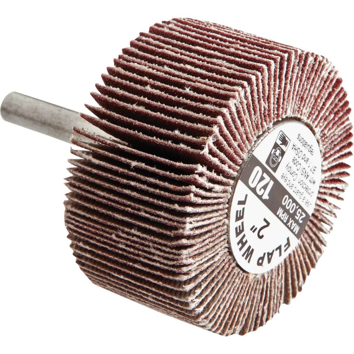 Long-Lasting Forney 2 In. x 1 4 In. 120 Grit Shank Mounted Flap Sanding Wheel Minimalist