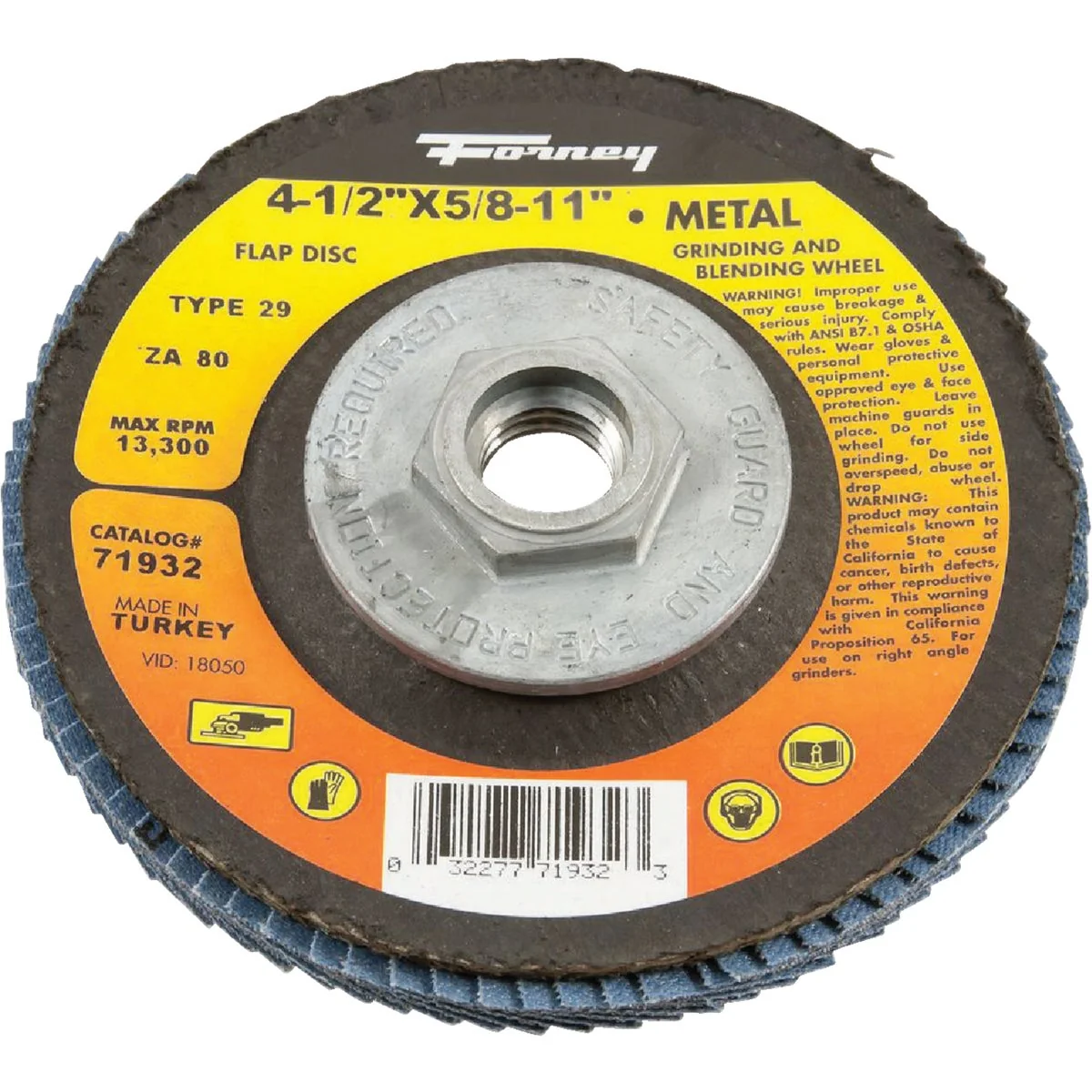Authentic Forney 4-1 2 In. x 5 8 In.-11 80-Grit Type 29 Blue Zirconia Angle Grinder Flap Disc Casual