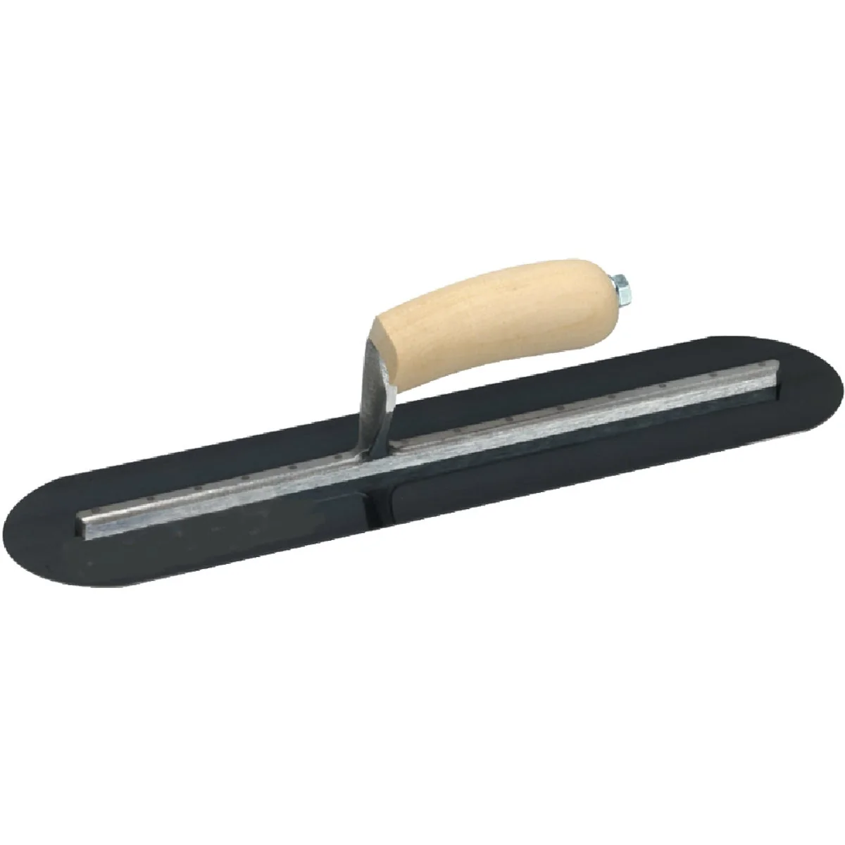 Smart Marshalltown 4 In. x 14 In. Blue Steel Fully Rounded Finishing Trowel with Curved Wood Handle Elite