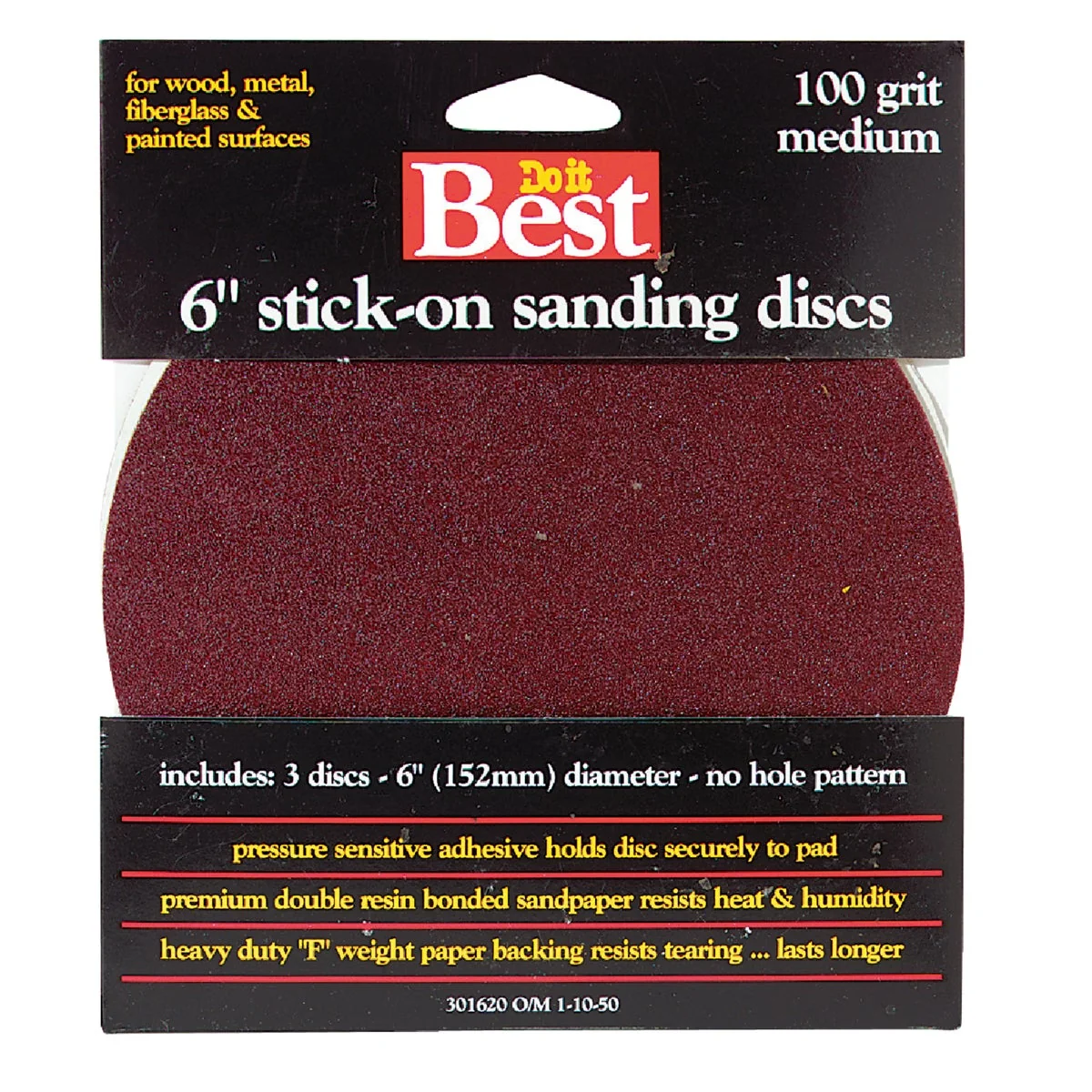 Elite Do it 6 In. 100 Grit Stick-On Sanding Disc 3-Pack Trendy