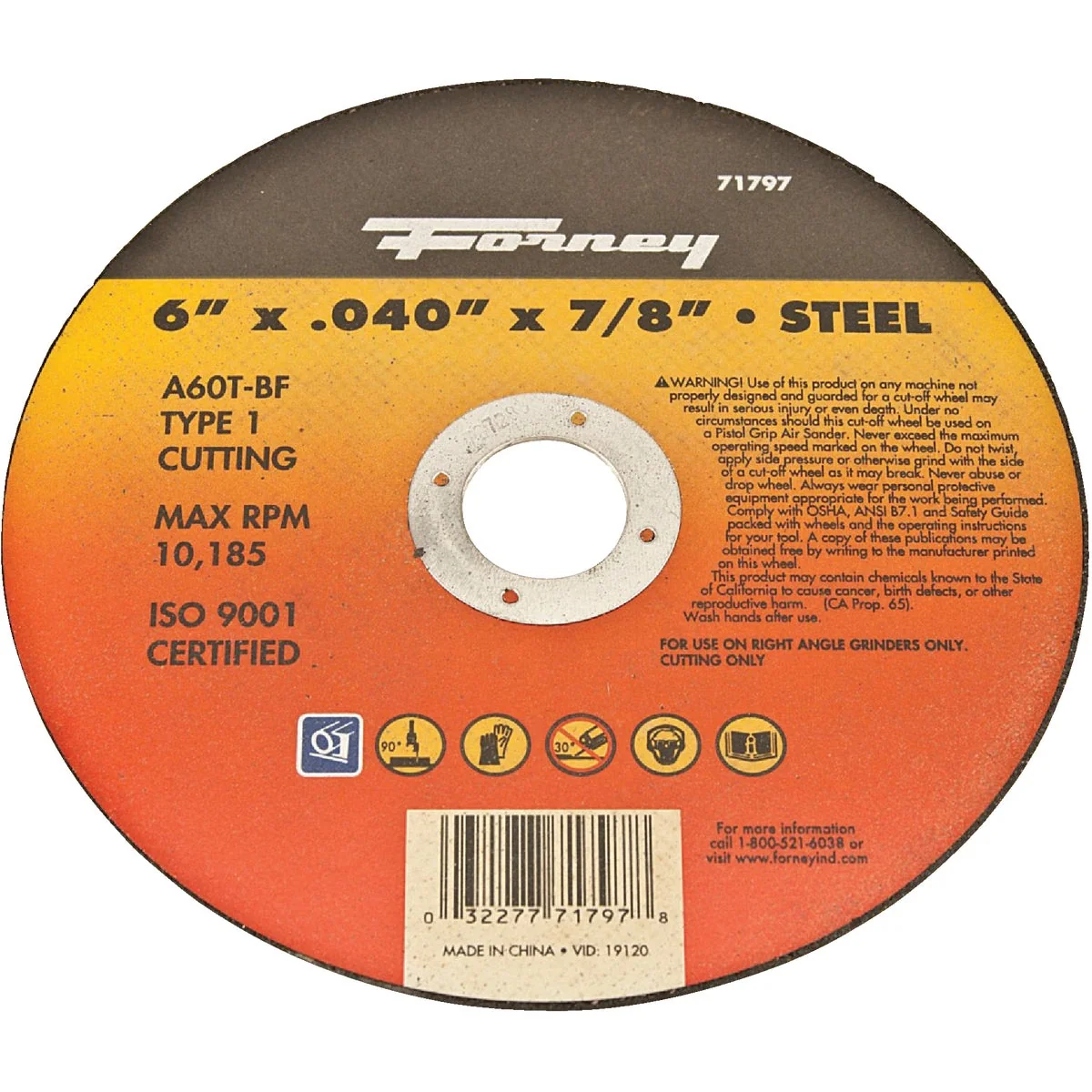 Flexible Forney Type 1 6 In. x 0.040 In. x 7 8 In. Steel Cut-Off Wheel Prestigious