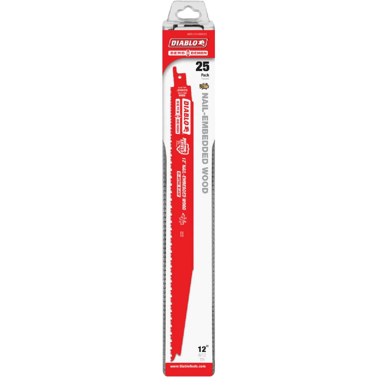 Clean Diablo Demo Demon 12 In. 4 6 TPI Wood w Nails Reciprocating Saw Blade 25-Pack Casual