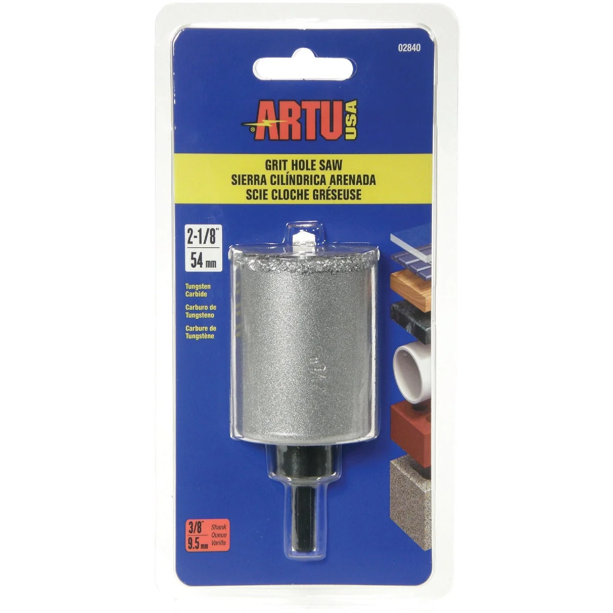 Environmentally Friendly ARTU 2-1 8 In. Tungsten Carbide Grit Hole Saw with Arbor and Pilot Bit Reusable