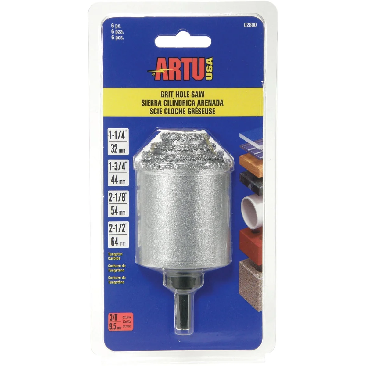 Sustainable ARTU Tungsten Carbide Grit Hole Saw Set 6-Piece Traditional