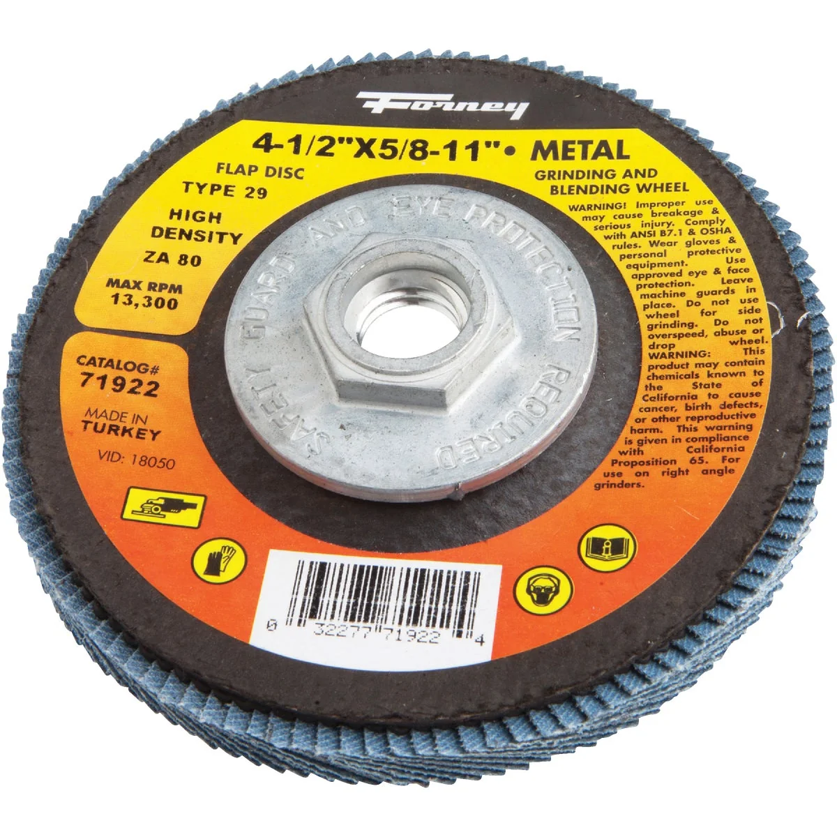 Crafted Forney 4-1 2 In. x 5 8 In.-11 80-Grit Type 29 High Density Blue Zirconia Angle Grinder Flap Disc Premium