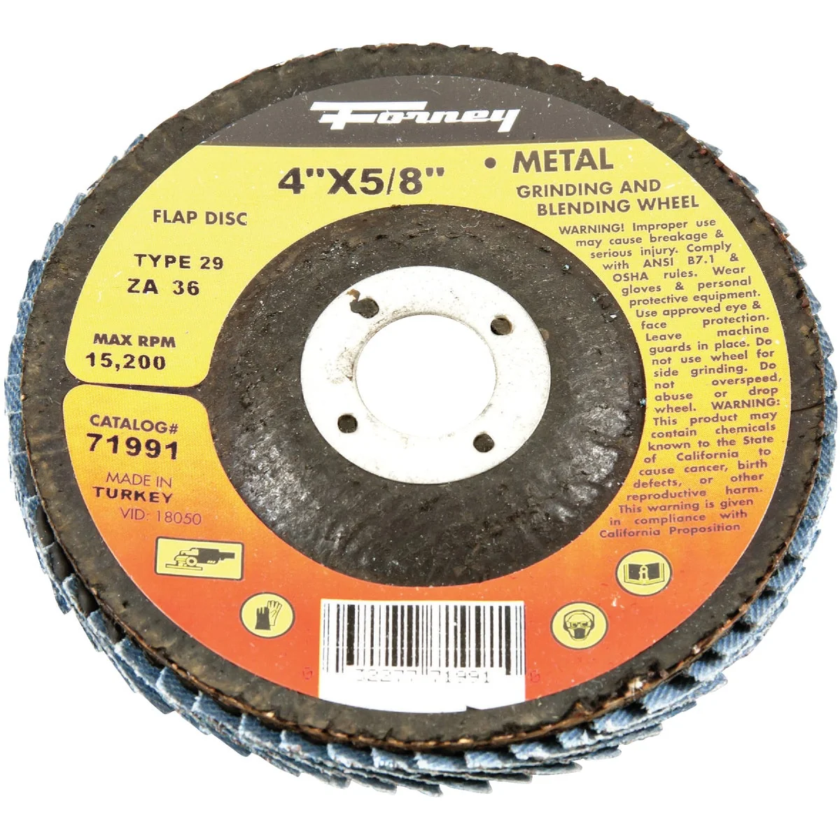Superior Forney 4 In. x 5 8 In. 36-Grit Type 29 Blue Zirconia Angle Grinder Flap Disc World-Class