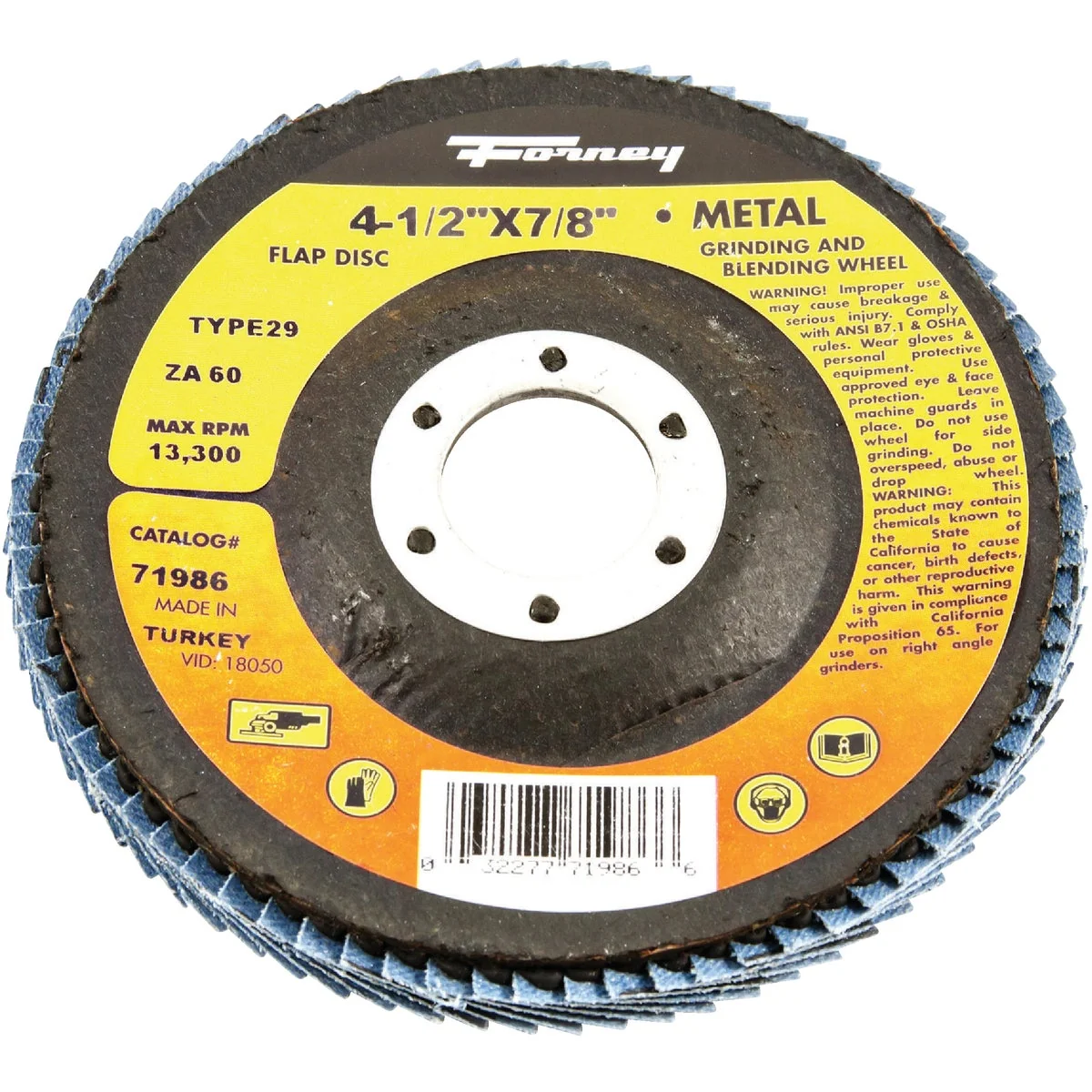 Verified Forney 4-1 2 In. x 7 8 In. 60-Grit Type 29 Blue Zirconia Angle Grinder Flap Disc Luxury