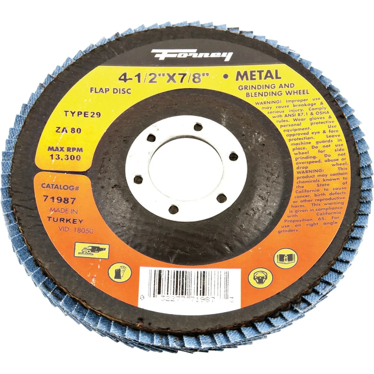 Contemporary Forney 4-1 2 In. x 7 8 In. 80-Grit Type 29 Blue Zirconia Angle Grinder Flap Disc Durable
