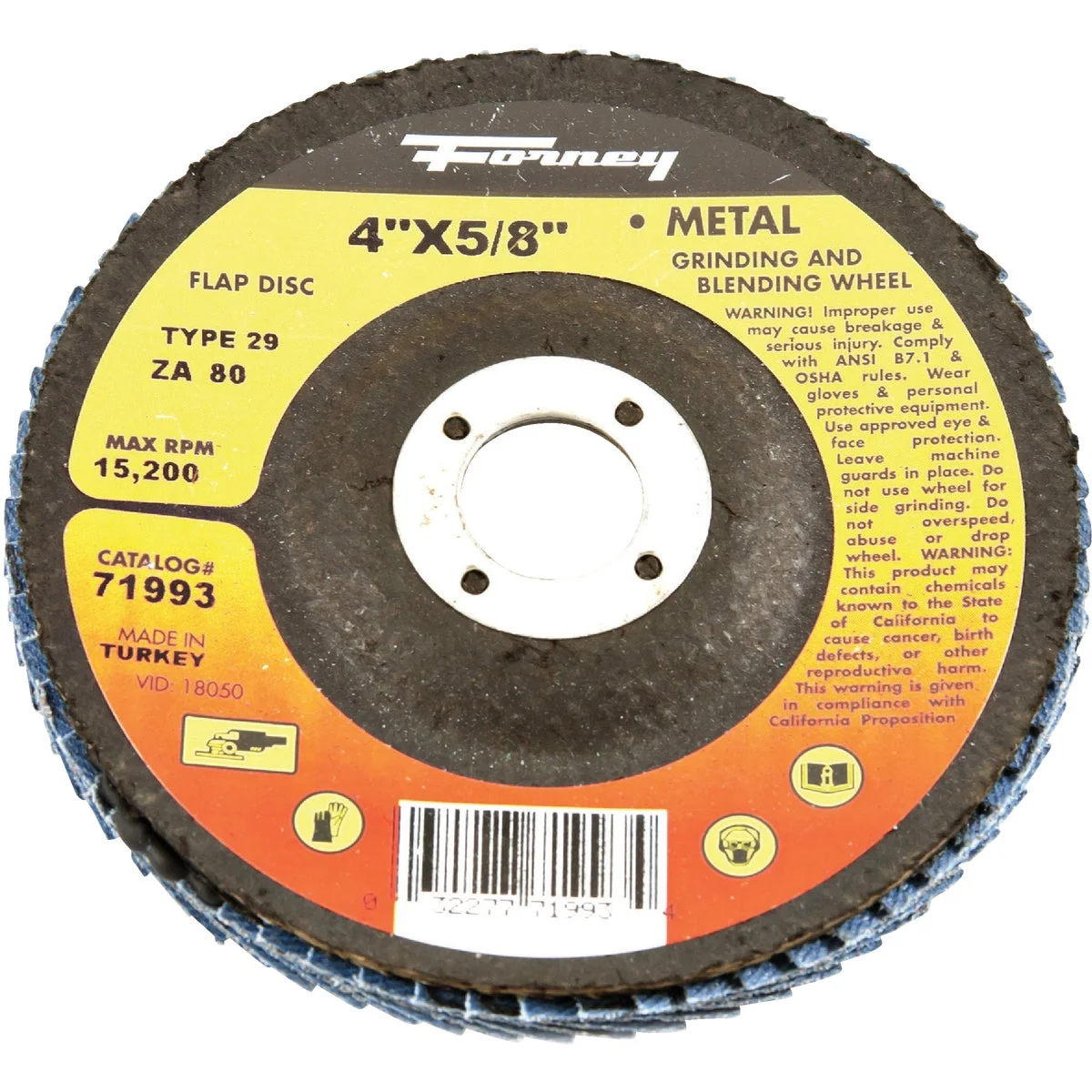 Natural Forney 4 In. x 5 8 In. 80-Grit Type 29 Blue Zirconia Angle Grinder Flap Disc Relaxed
