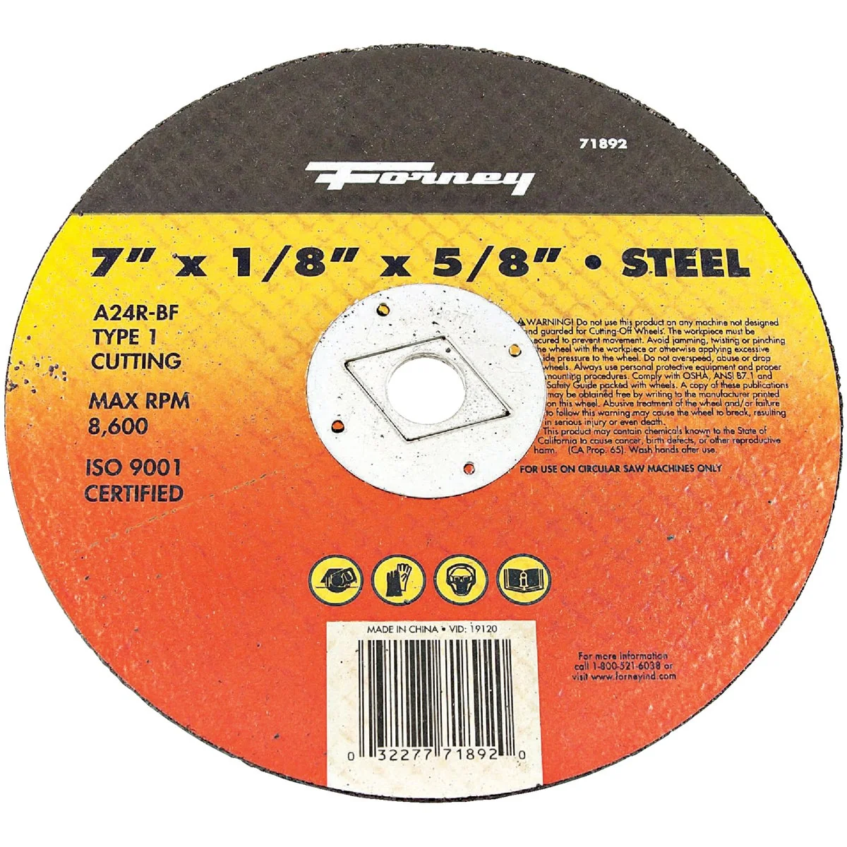 Green Forney Type 1 7 In. x 1 8 In. x 5 8 In. Steel Cut-Off Wheel Effective